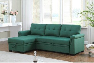 EKAR Modern Sofa,Lucca Linen Reversible Sleeper Sectional Sofa, Sofa With Storage Chaise