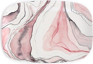 Serving Platters: Marbled Watercolor Stone - Pink Serving Platter, Pink