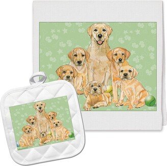 Labrador Yellow Lab Kitchen Dish Towel & Pot Holder Gift Set