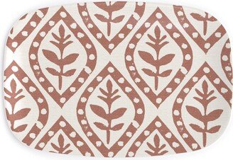 Serving Platters: Molly's Print - Terracotta Serving Platter, Brown