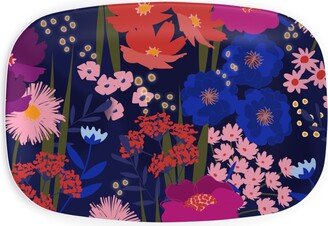 Serving Platters: Summer Nights Floral - Dark Serving Platter, Multicolor