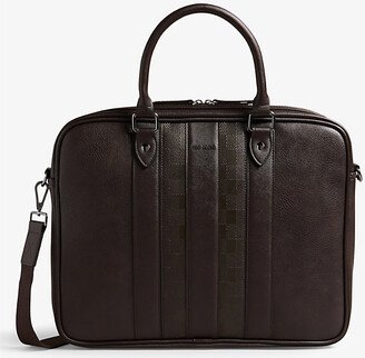 Mens Brown Mens Brn-choc Waymon Checked Logo-embellished Faux-leather Briefcase 1 Size