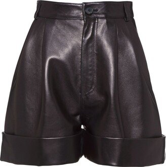 High-Waisted Polished-Finish Shorts