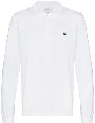 Logo-Patch Long-Sleeve Polo Shirt-AB