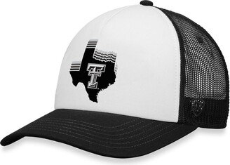 Men's White, Black Texas Tech Red Raiders Tone Down Trucker Snapback Hat - White, Black