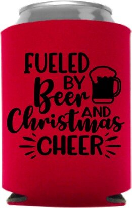 Fueled By Beer & Christmas Cheer, Funny Can Cooler, Stocking Stuffers, St. Nick Gift Ideas, Secret Santa Exchange, Party Favors