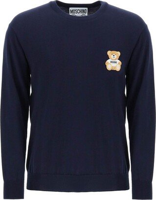 Teddy Bear Embroidered Crewneck Sweater