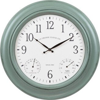 La Crosse Clock 433-3846 18 In. Outdoor Sage Green Quartz Clock