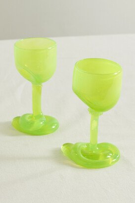 Thaw Set Of Two Wine Glasses - Green