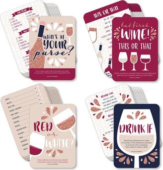 Big Dot Of Happiness But First, Wine - 4 Wine Tasting Party Games - 10 Cards Each - Gamerific Bundle