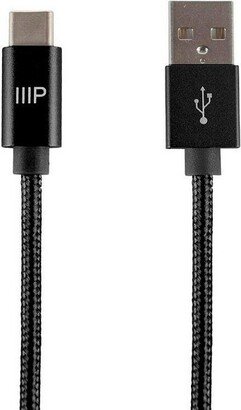 Monoprice Nylon Braided USB C to USB A 2.0 Cable - 3 Feet - Black | Type C, Fast Charging, Compatible With Samsung Galaxy S10 / Note 8, LG V20 and