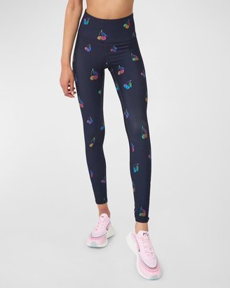 Black Halftone Cherries DuoKnit Leggings