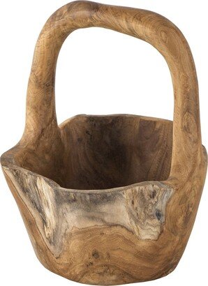 Round Teak Bowl With Handle-AA