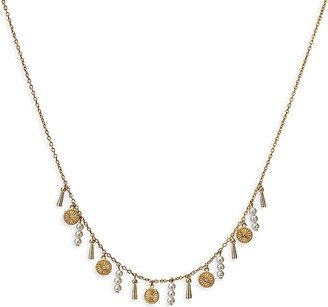 AWE INSPIRED 14K Gold Vermeil Sterling Silver, Freshwater Pearl & Diamond Shaker Necklace