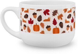 Mugs: Autumn Leaves And Pumpkin Pie - Multi Latte Mug, White, 25Oz, Multicolor