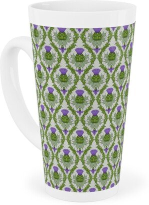 Mugs: Thistle Damask - Green Tall Latte Mug, 17Oz, Green