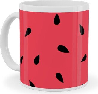 Mugs: Watermelon Fruit Seeds Ceramic Mug, White, 11Oz, Red