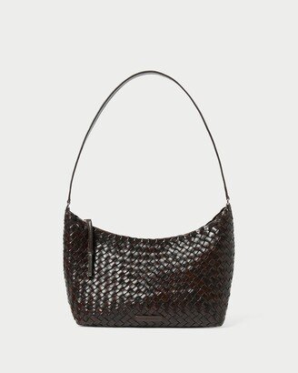 Etta Chocolate Woven Leather Hobo