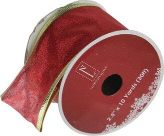 Northlight Red and Gold Solid Christmas Wired Craft Ribbon 2.5