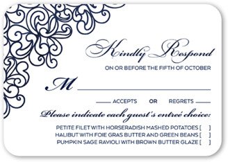 Rsvp Cards: Sparkling Lace Wedding Response Card, Blue, Signature Smooth Cardstock, Rounded