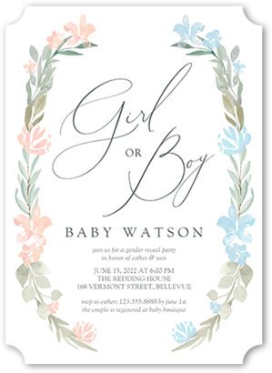 Baby Shower Invitations: Gentle Floral Frame Baby Shower Invitation, Green, 5X7, Matte, Signature Smooth Cardstock, Ticket