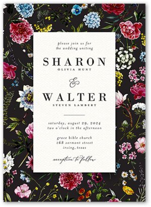 Wedding Invitations: Brilliant Petals Wedding Invitation, Grey, 5X7, Standard Smooth Cardstock, Square