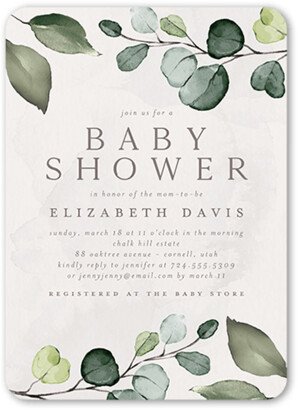 Baby Shower Invitations: Forest Foliage Baby Shower Invitation, Grey, 5X7, Matte, Signature Smooth Cardstock, Rounded