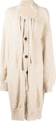Buttoned longline knitted cardigan