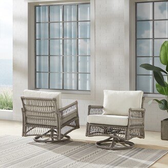 Crosley Furniture Thatcher 2Pc Outdoor Wicker Swivel Rocker Chair Set