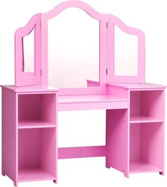 Vanity Table Set Makeup Dressing Kids Girls Study Table Tri Folding