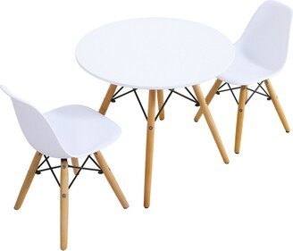 Kids Modern Dining Table Set with 2 Armless Chairs