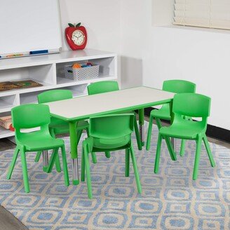 Emmy Adjustable Classroom Activity Table with 6 Stackable Chairs