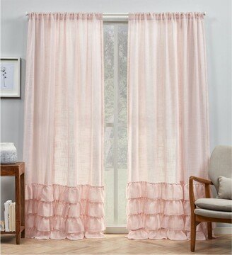 Curtains Jacinta Bottom Ruffle Sheer Rod Pocket Curtain Panel Pair, 54