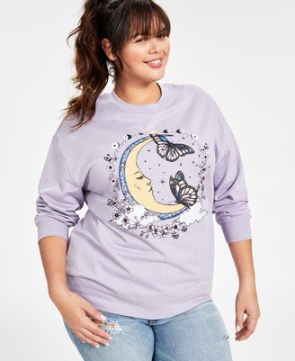 Trendy Plus Moon Graphic Print Sweatshirt