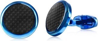 Metallo Stainless Steel Black Carbon Fiber Cuff Links