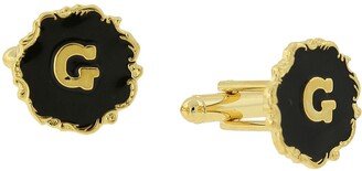 Jewelry 14K Gold-Plated Enamel Initial G Cufflinks