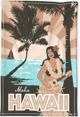 Hawaii Poster Tea Towel - Aloha By Nick Neuman Vintage Travel Maui Linen Cotton Canvas Spoonflower