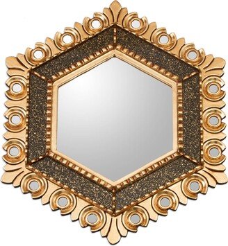 Handmade Magnificent Hex Bronze Gilded Wood Mirror
