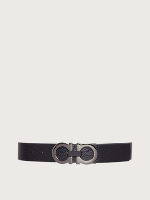 Man Reversible and adjustable Gancini belt Black/Hickory-AA
