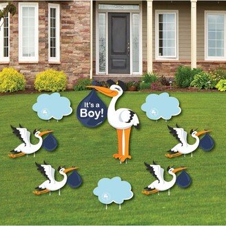 Big Dot of Happiness Boy Special Delivery - Baby Announcement Yard Sign & Outdoor Lawn Decor - Blue It's a Boy Stork Baby Shower Yard Signs - Set of 8