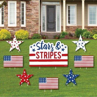 Big Dot Of Happiness Stars & Stripes - Outdoor Lawn Decor - Usa Patriotic Yard Signs - Set of 8