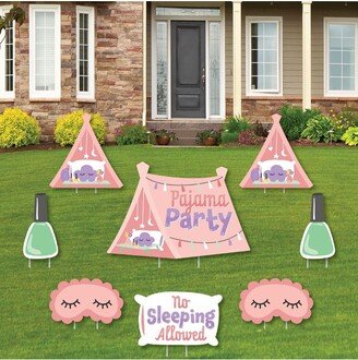 Big Dot of Happiness Pajama Slumber Party - Yard Sign and Outdoor Lawn Decorations - Girls Sleepover Birthday Party Yard Signs - Set of 8