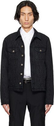 Black Cable Corded Denim Jacket