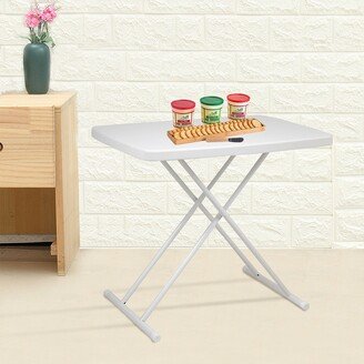 WELLFOR Plastic Folding Desk Height Adjustable Foldable Table with X-crossed Feet