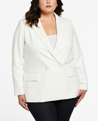 Ella Rafaella Plus Size Double Breasted Gabardine Blazer Jacket