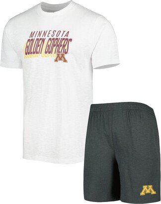 Men's Concepts Sport Charcoal, White Minnesota Golden Gophers Downfield T-shirt and Shorts Set - Charcoal, White