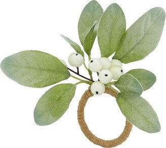 Saro Lifestyle Woven Wonder White Berry Napkin Ring (Set of 4), Green