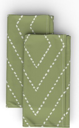Cloth Napkins: Diamond Dash - Green Cloth Napkin, Longleaf Sateen Grand, Green