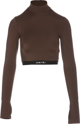 Logo-Underband High-Neck Cropped Top
