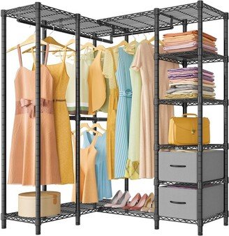 VIPEK L40S i1 L Shaped Bedroom Armoires Heavy Duty Garment Rack Clothes Rack, Black - Black